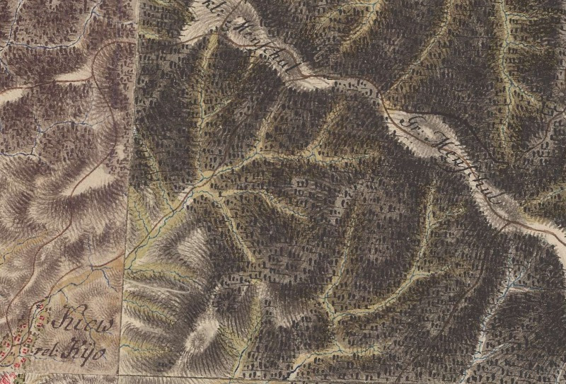 Minčol na mape prvého vojenského mapovania - Kl. Menschul a Gr. Menschul