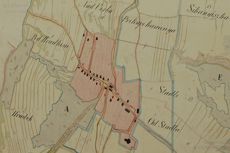 Hradisko na archívnej mape z roku 1859