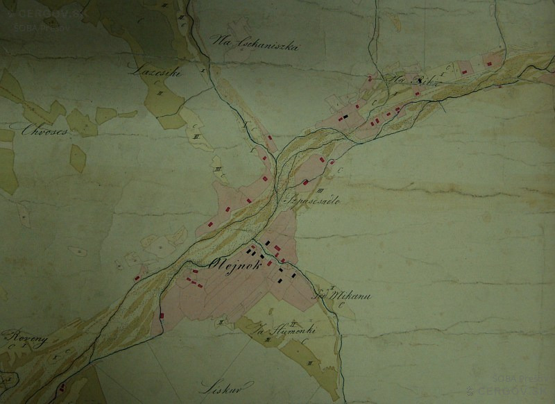 Olejníkov na archívnej mape z roku 1859