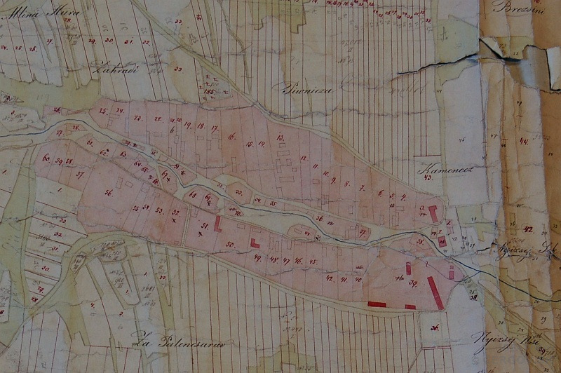 Fričkovce na archívnej mape z roku 1863