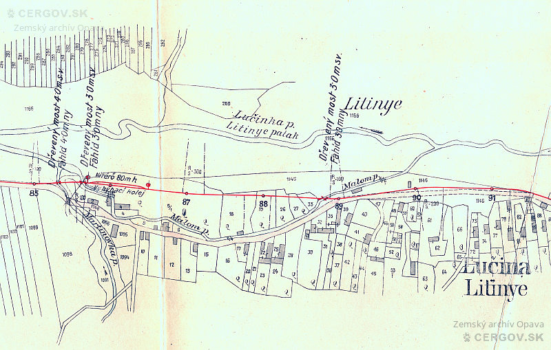 Lesná železnica Sabinov - Majdan. Vyhýbacia koľaj v Ľutine.