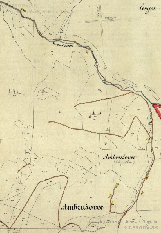 Katastrálna mapa Olejníkov, časť Ambrušovce. Sign. Ša 222, č. mapy 21. Dolné Ambrušovce.